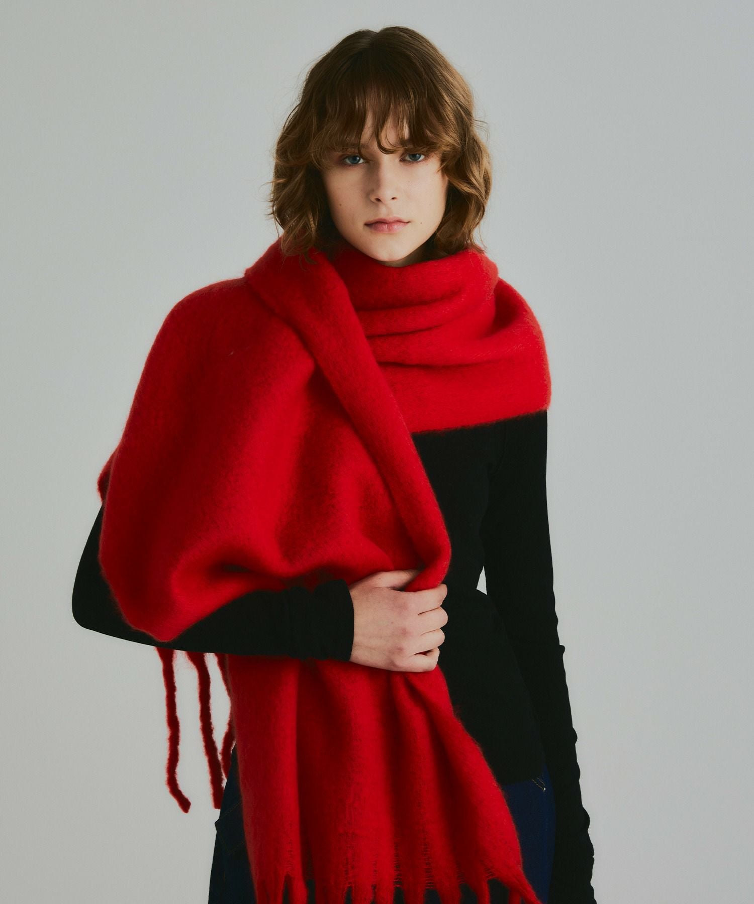 追加④】ボリュームフリンジマフラー*レッド*＜NMA-G25＞ | NOISE