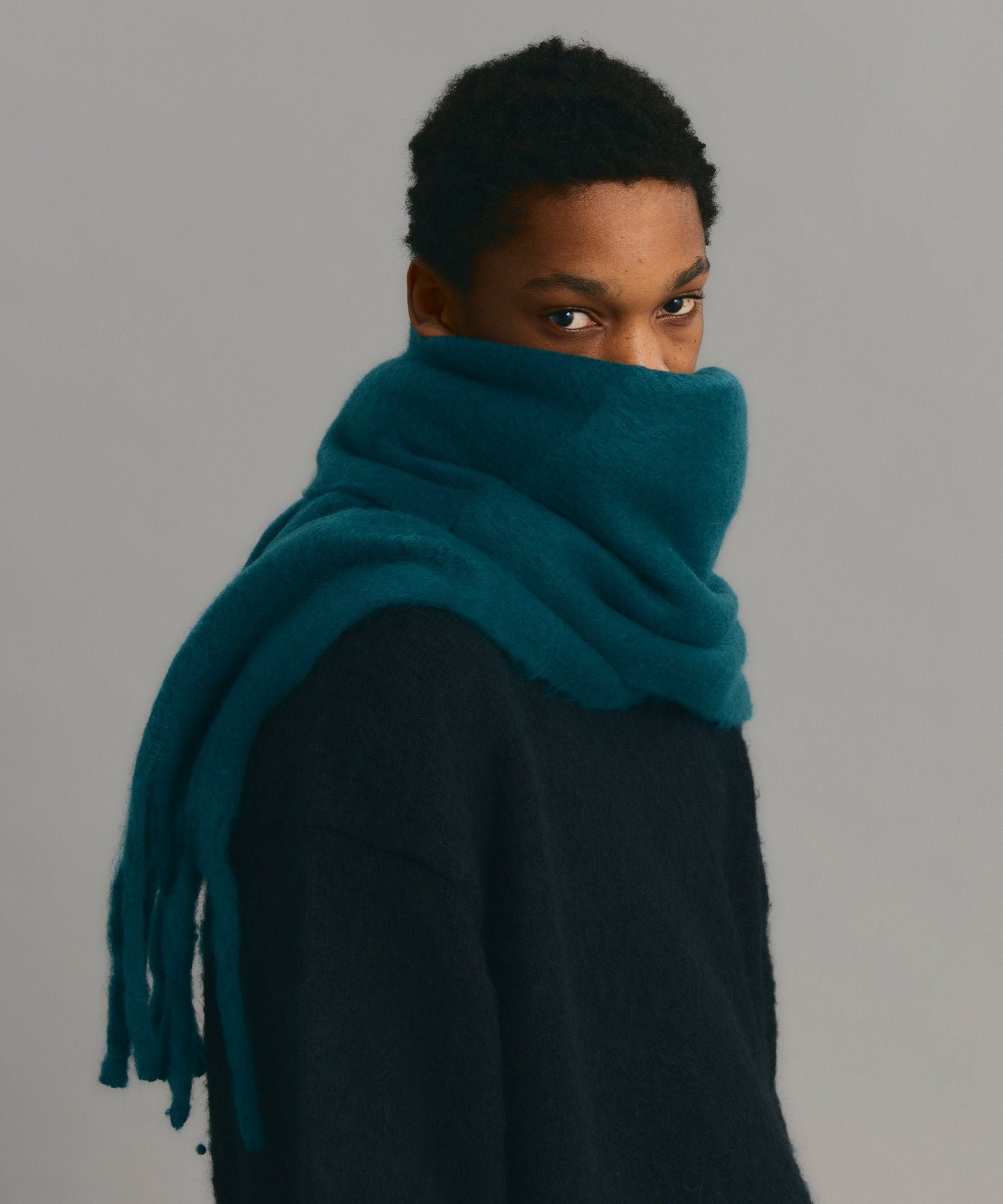 追加⑤】【MEN】ボリュームフリンジマフラー*グリーン*＜NMA-G25