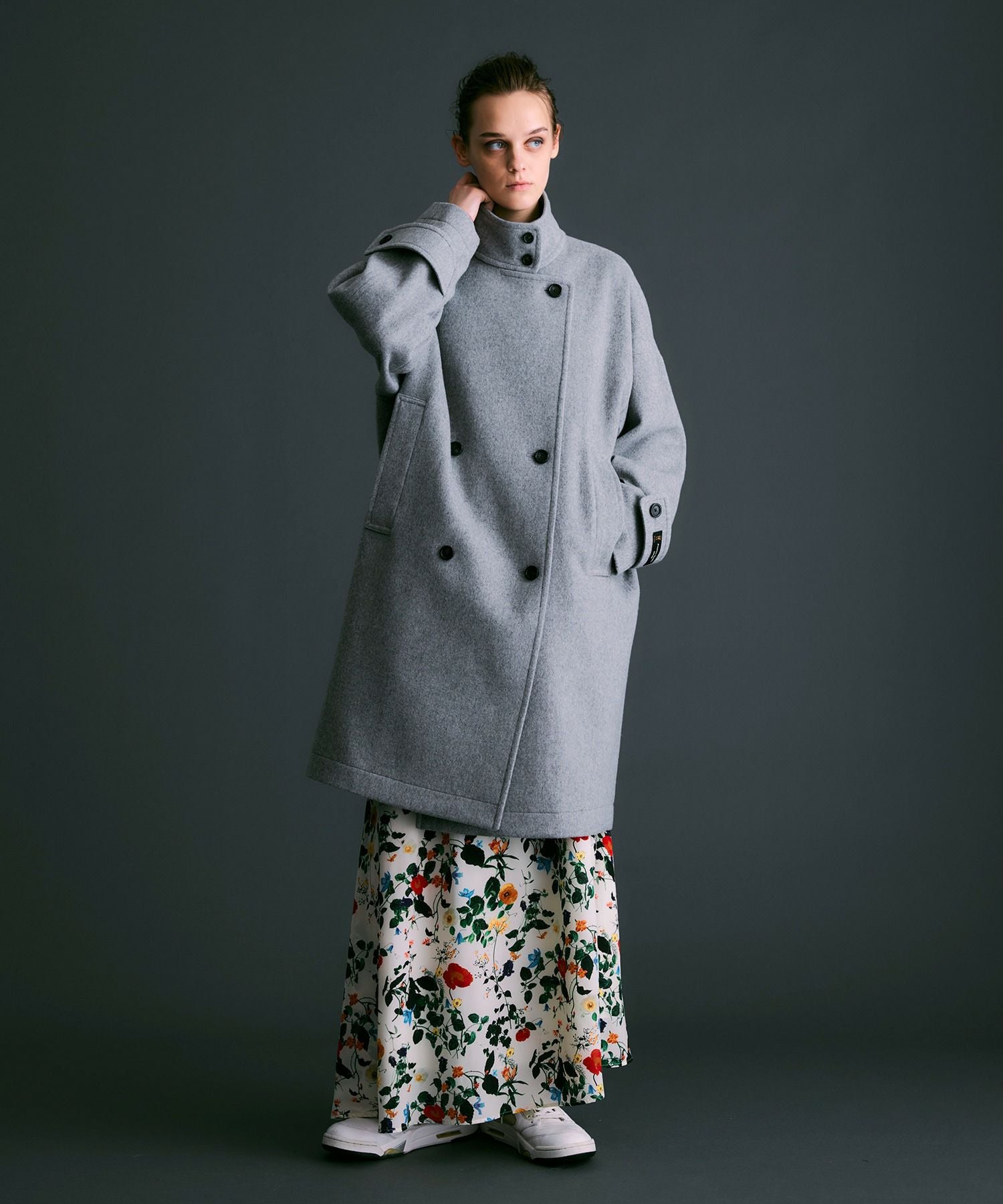 エクセレントビーバー 2WAYカラーコクーンコート*グレー*＜NMA4-LC75