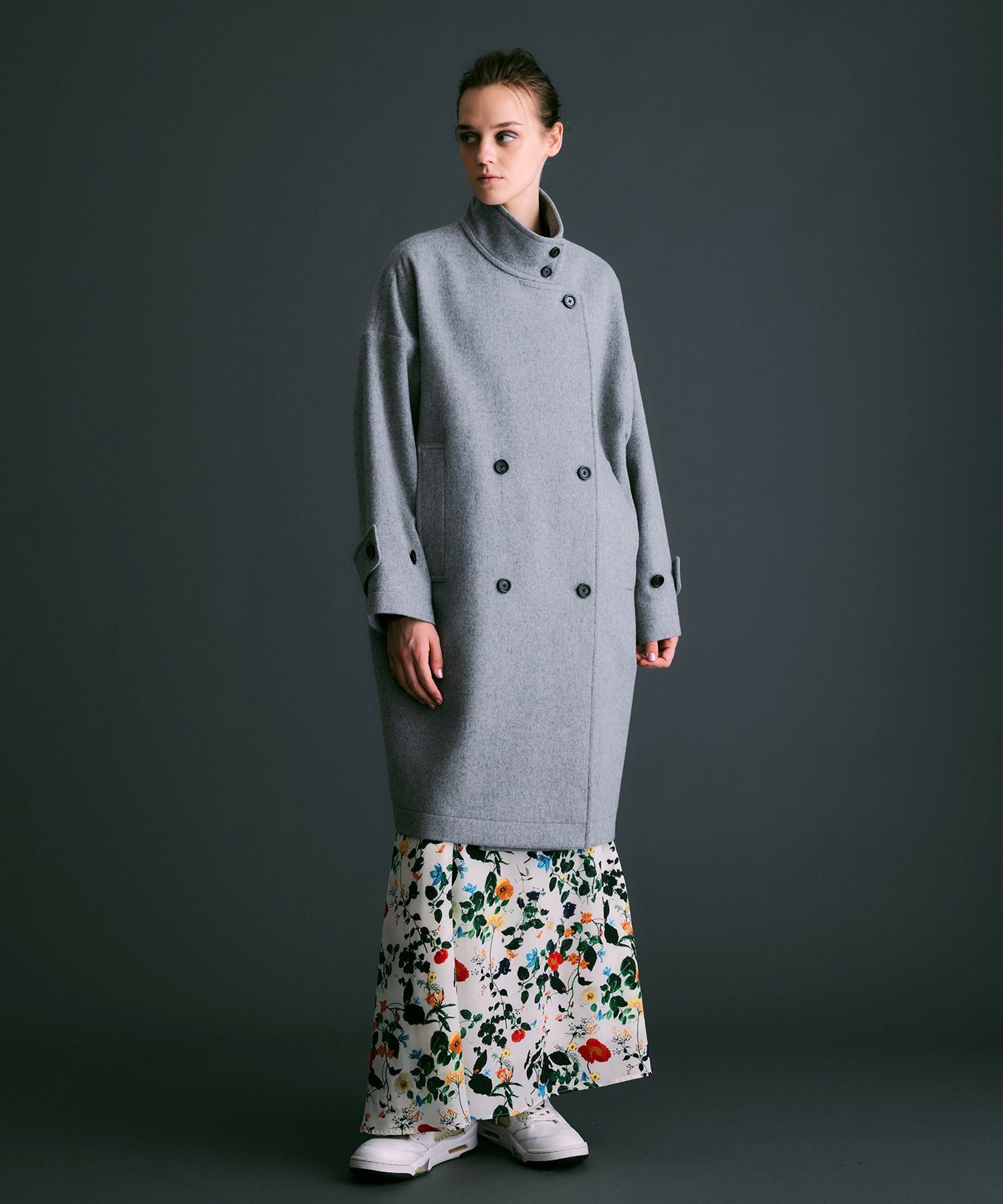 エクセレントビーバー 2WAYカラーコクーンコート*グレー*＜NMA4-LC75