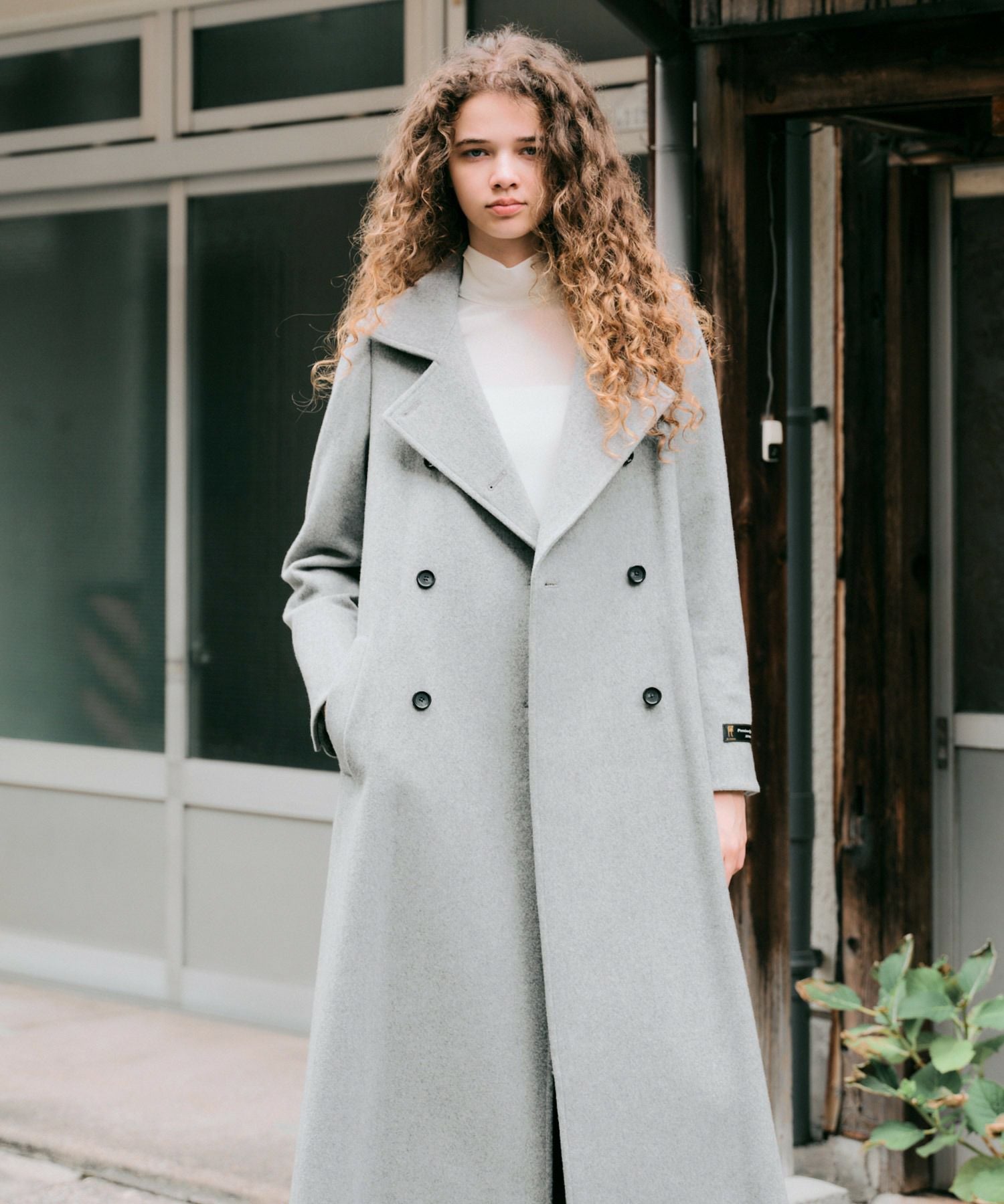 エクセレントビーバースタンドカラーロングコート*グレー*＜NMA4-LC77