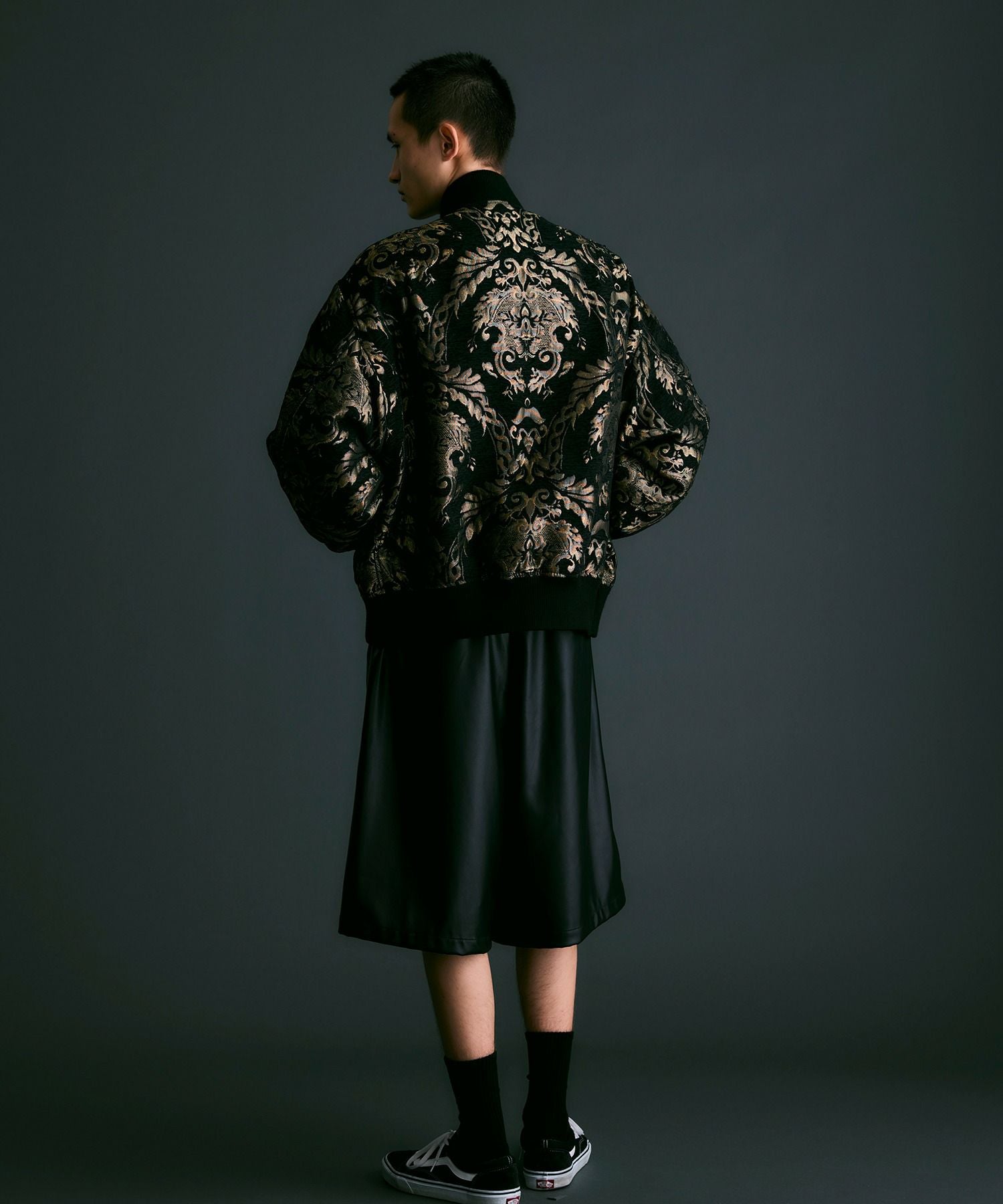 MEN】【追加①】ジャガード織オーバーサイズブルゾン*ブラック