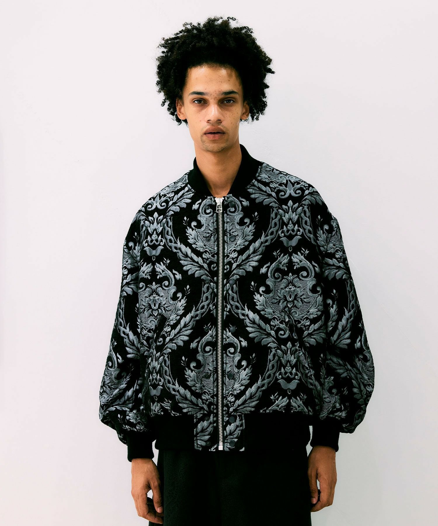 MEN】【追加①】ジャガード織オーバーサイズブルゾン*ブラック