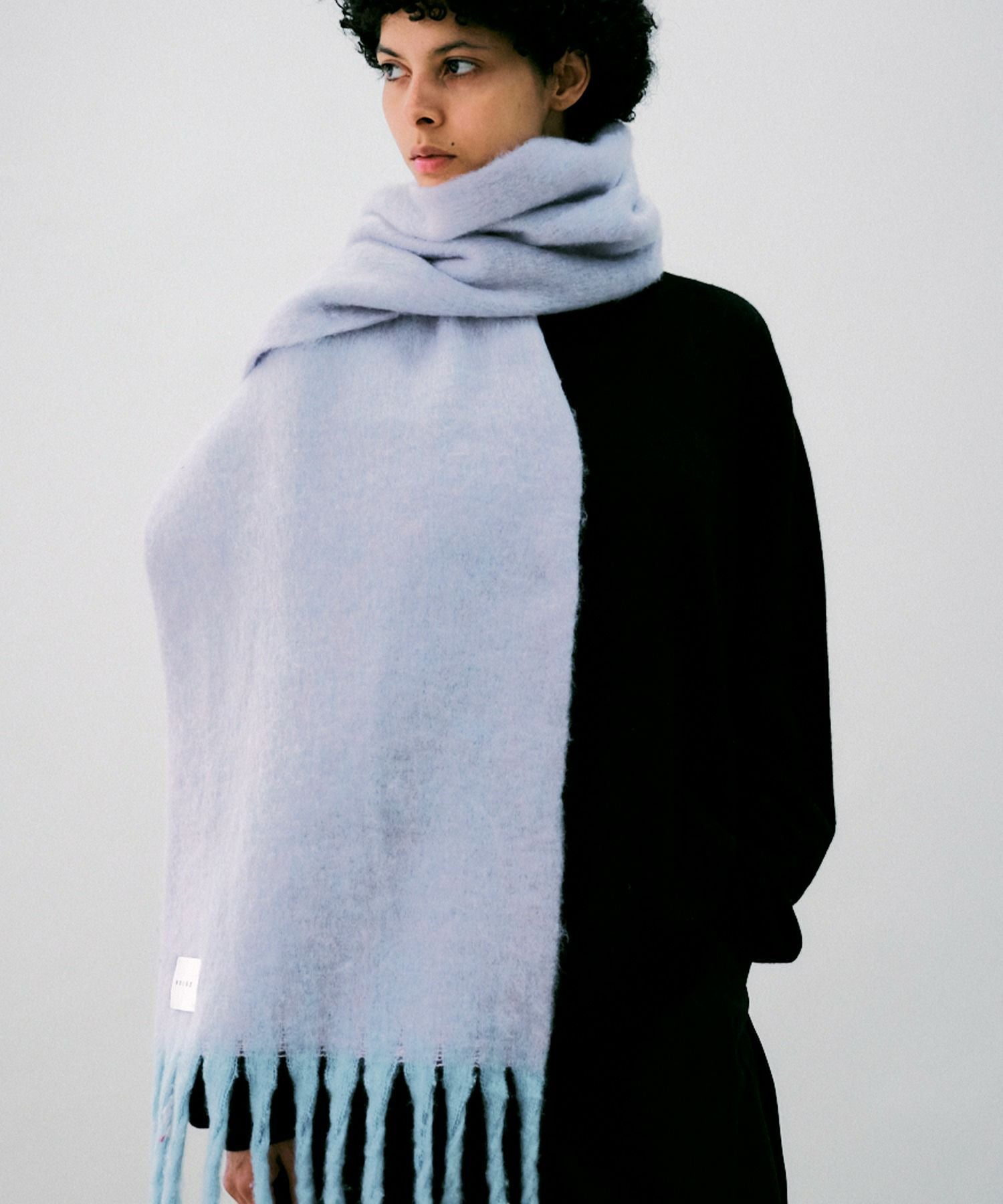 バイカラーボリュームフリンジマフラー*パープル×ブルー*＜NMA-G37