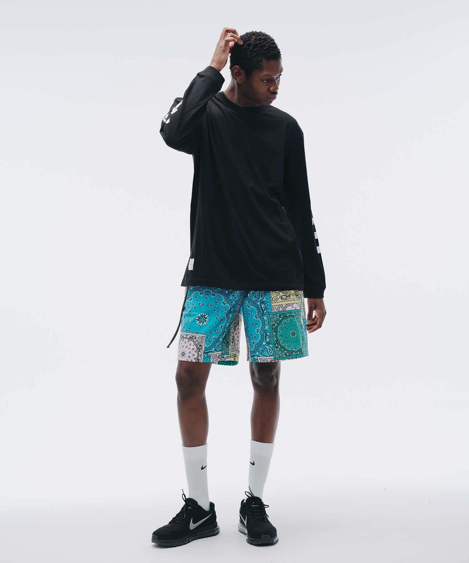 M.A.D SPORTS バンダナ柄ショートパンツ 30 バンダナパッチワークショートパンツ*ブルー*＜NMS2-MP89＞ | NOISE